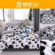 Wintop 3IN1 Bedsheet Cow Graphic Design Queen Size Bedsheet Double Size Bedsheet Single bedsheet set