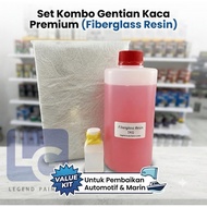 Fiberglass Resin/Gum Fiber/Kain Fiber Mat/Resin/Fiber 1KG(Set 3 in 1)