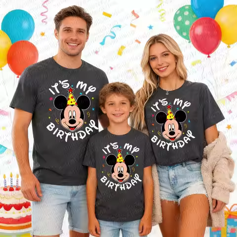 2026 Disney Mickey Mouse It's My Birthday Mickey Birthday Cotton Tshirt | Unisex Adult Tee Parent-ch