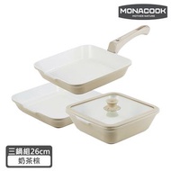 韓國MONACOOK卡卡方鍋陶瓷不沾鍋七件組(陶瓷不沾鍋/可拆雙向把手) 二手鍋具