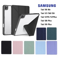 013.ฝาครอบป้องกัน for Samsung Tab S6 lite case พร้อมช่องเสียบปากกาฝาหลังใส กรณี for Tab S7FE Tab S7 Plus S8 Plus S9 Plus