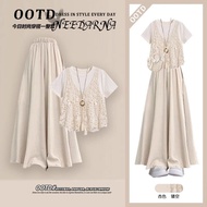 Yunnan Travel Outfit - Bohemian Short Sleeve Blouse & Culotte Pants Set