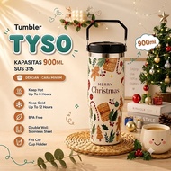 Allneeds Tumbler TYSO 900ml SUS 316 Merry Christmas with 1 Way to Drink BPA Free