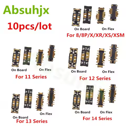 10pcs Battery FPC for iPhone 11 12 13 14 15 Pro Max 12Mini X XS XR 6 6S 7 8 Plus Connector Port on B