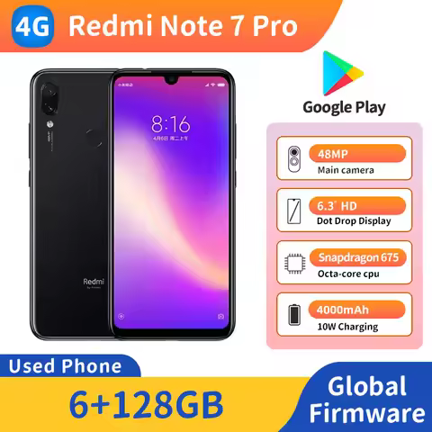 Redmi Note 7 Pro 4G 2340x1080px RAM 6GB ROM 128GB 6.3 inch 4000 mAh 48MP used phone