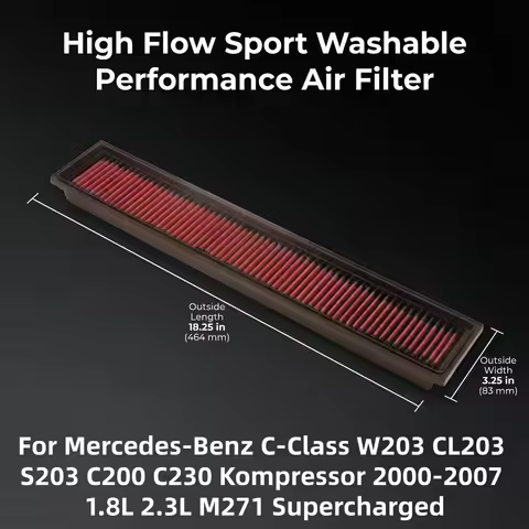 High Flow Washable Sport Air Filter For Mercedes-Benz W203 M111 CL203 S202 S203 C200 C230 Kompressor