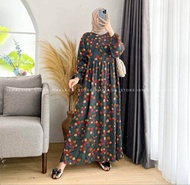 midi dress muslim Dress motif bunga Dress kekinian