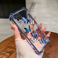 Case For Samsung A12 M12 A22 4G A22 5G M22 4G M23 4G PHONE CASE Blue butterfly transparent four corn