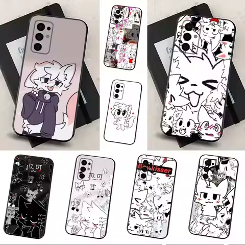 C-Cute B-Boykisser For Samsung Galaxy A53,31,52,72,41,Note,J7,8,9,5G,22,73,32,71, Soft Black Silicon
