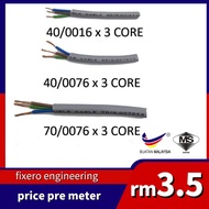 3Core Flexible Cable / Kabel 3 Core / 100% Pure Copper / Wire Cable 1Fee