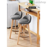 (SG Seller)Spot goods! !Nordic solid wood bar chair backrest modern minimalist high bar stool front desk high stool home