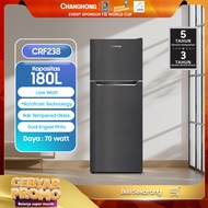 CHANGHONG Kulkas 2 Pintu CRF-238 Hitam Kapasitas 180 Liter Daya Listrik 70-Watt (GARANSI 5 TAHUN)