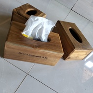 Carved Teak Wood Tissue Holder 12x12x9 cm – Minimalist Carved Tissue Box for Guest Table
