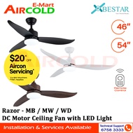 Bestar DC Motor Ceiling Fan with LED Light 46"/54" Razor