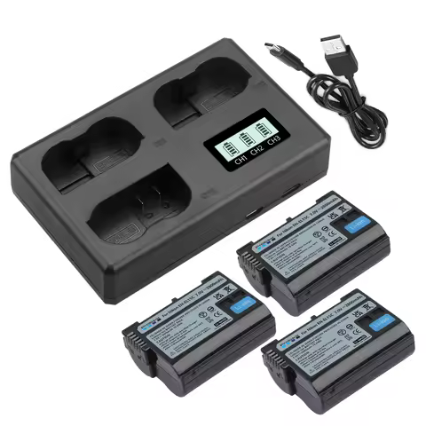 EN-EL15C EN EL15B EN EL15A EL15 Battery w 3 Slot Charger for Nikon D750 D810 D7500 D500 Z5, Z6, Z6 I