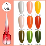 สีทาเล็บเจลโทนเขียว เหลือง ส้ม ครีม ยาทาเล็บเจล ASฝาแหลม สีเจลทาเล็บ (AML)