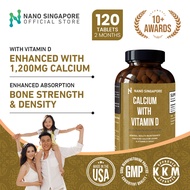 Nano Singapore Calcium Supplement with Vitamin D - max Calcium + Vitamin D3 for Bone Health + Support Bones and Joint Health + Improve Bone Density