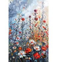 原創畫作 Meadow Painting Floral Artwork Original Art Oil On Canvas