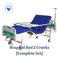 HOSPITAL BED 2 Cranks Complete Set with IV Pole Leatherette Matress Overbed Table for Home and Hospital Use Brand New Hospital or Medical Bed Two Functional Bed Nursing Bed for Patients Good Quality Product1.4
