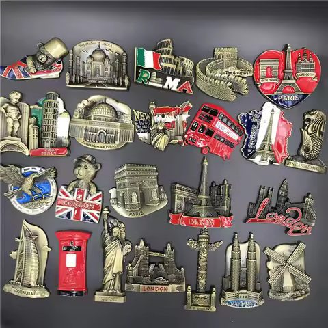 Fridge magnets Metal refrigerator sticker USA UK Italy Malaysia Belgium India, new stereo magnetic c