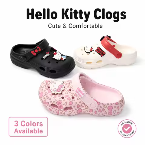 MINISO Hello Kitty Clogs Women Shoes Slip On Garden Shoes Water Shoes Lightweight Casual Sandals Sum