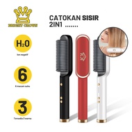 Bright Crown Catokan Sisir Listrik Professional /Catok Sisir Pelurus Rambut Hair Straightener 2 in 1