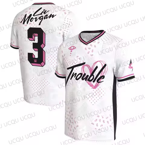 Liv Morgan “Trouble in Paradise” ProSphere Unisex Soccer Jersey White Pink Heart Edition Graphic Spo