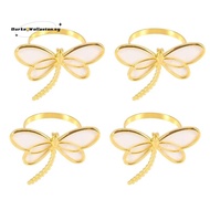4 Piece Set, Gold Dragonfly Napkin Ring Napkin Holder, Used for Wedding Dinner Dinner Table Decorati