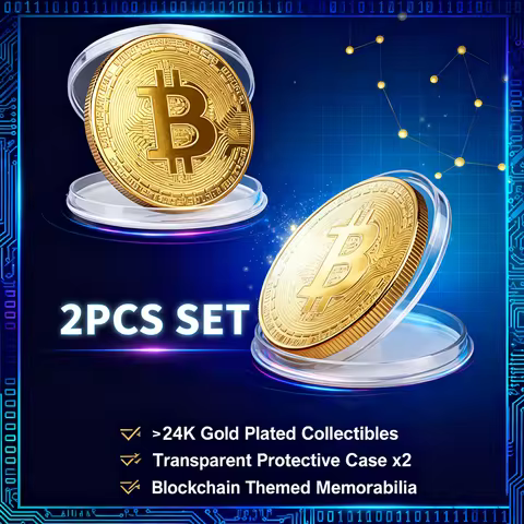 Gold Plated Bitcoin Collectible Coin, Physical BTC Casascius Metal Commemorative Art Gift, Antique I