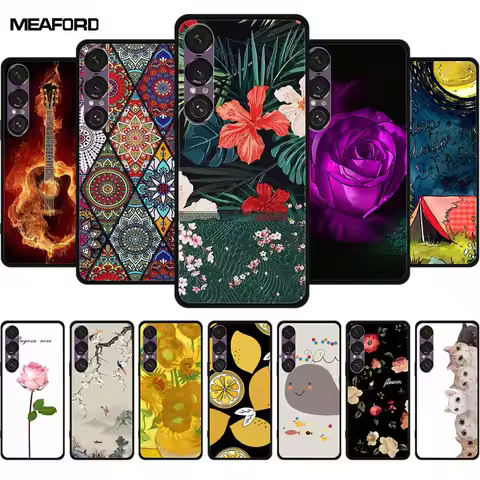 3D Case For Sony Xperia 1 VII VI V IV II III Soft Silicone Bumper Flowers Emboss Phone Cases for Son