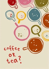 ภาพแคนวาสถ้วยกาแฟสีสันและครัวซองต์ - โปสเตอร์ตกแต่งบ่ายชากาแฟสำหรับห้องนั่งเล่น 1001