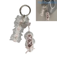 Un* Versatile Ballet Shoe Charm Key Holder Pearls Lace Ribbon for Backpack or Bag