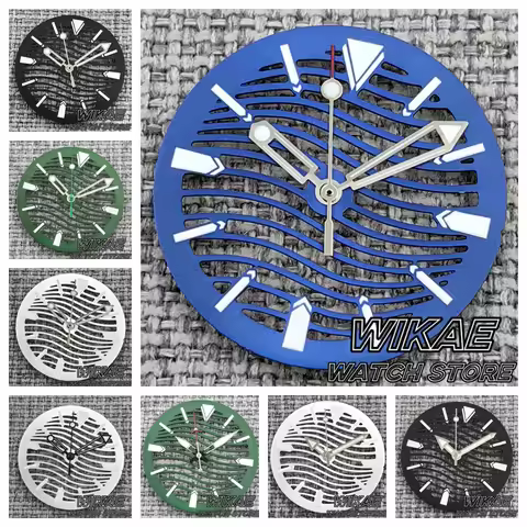 Black Blue Silver Green 29mm Skeleton NH70 NH72 Watch Dial With Silver Hand Set C3 Green Luminous fo