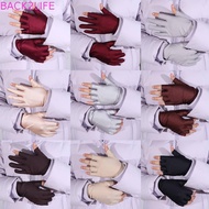 BACK2LIFE 1 Pair Women Sun Protection Gloves, Spandex Ice Silk Thin Ice Silk Gloves, UV Resistant Tw