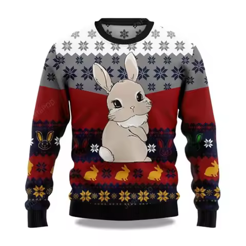 Cozy Christmas Ugly Sweater Gift, Funny Long Sleeve Crewneck Pullover for Men Women, Loose Fit Xmas 