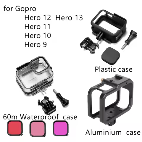 Accessories Mount Aluminium Shell For Gopro Hero13 12 11 Camera 60M Waterproof Housing Case Protecti
