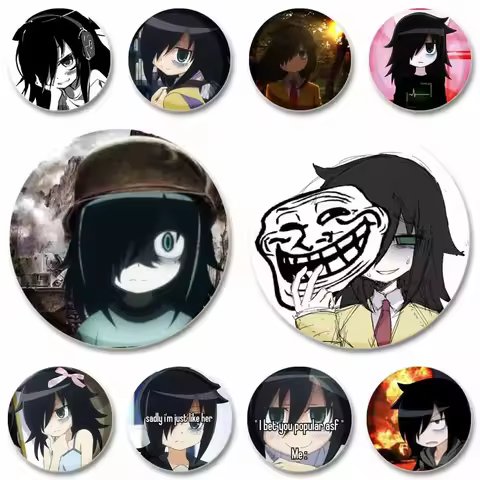 Game Character Tomoko Kuroki Cartoon Badge Tinplate Soft Button Pins Anime Brooch on Backpack Decor 