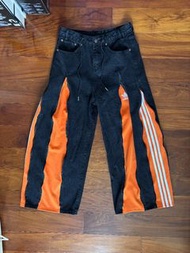 泰國Vintage remake adidas zipper牛仔褲