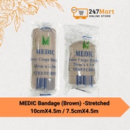 MEDIC Elastic Crepe Bandage 10cmX4.5m & 7.5cmX4.5m -Stretched
