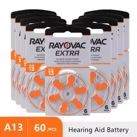 60PC Hearing Aids Battery A13 13A 13 P13 PR48 1.45V RAYOVAC EXTRA Zinc Air Batteries For BTE CIC RIC