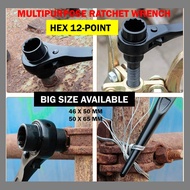 Big size dual ratchet 46 x 50 mm Double Ratchet Spanner Socket Wrench Tool Hexagon Scaffold Quick Wr