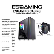 ♝ ﹍ ◿ ESGAMING CASING WITH TEMPERED GLASS PANELS