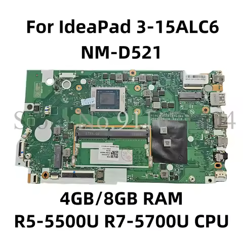 Laptop Motherboard For Lenovo IdeaPad 3-15ALC6 NM-D521 With CPU:R3-5300U R5-5500U R7-5700U RAM:4G/8G