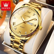 Olevs men watch 100% genuine waterproof business style luminous calendar gold/white/black stainless 