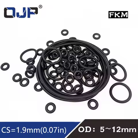 10PCS/lot Fluorine rubber Ring Black FKM O ring Seal 1.9mm Thickness OD5/6/7/8/9/10/11/12mm Rubber O