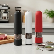 Rechargeable Electric Pepper Salt Mill, LED Light & Adjustable Grind, One-Handed Spice Grinder for K