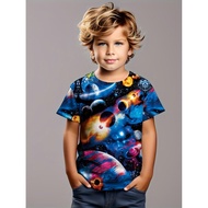 2024 Summer Boy đan trẻ em kích thước trung bình cho trẻ em 3D Universe Planet Starry Sky in trẻ em