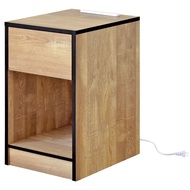 [特價]《HOPMA》嵌入式美背多功能插座單抽床頭櫃(2入) 桌邊矮櫃 沙發邊櫃 收納置物 抽屜櫃-仿古木