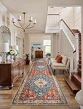 SERISSA Runner Rug for Hallways, 3x8 Washable Non Slip Kitchen Runner Rug, Long Boho Rug Vintage Tri