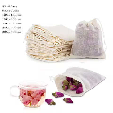 100/50/10Pcs Reusable 6x8cm/8x10/10x15cm/15x20cm/20x25cm/25x30cm/30x40cmcm New Cotton Muslin Drawstr